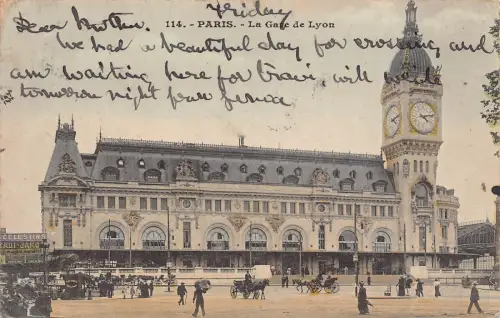 Frankreich 1905 Paris Gare de Lyon Bahnhof Vintage Postkarte C320