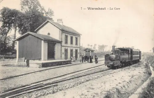 Frankreich Wormhout Bahnhof Dampflok Gare Vintage Postkarte C320