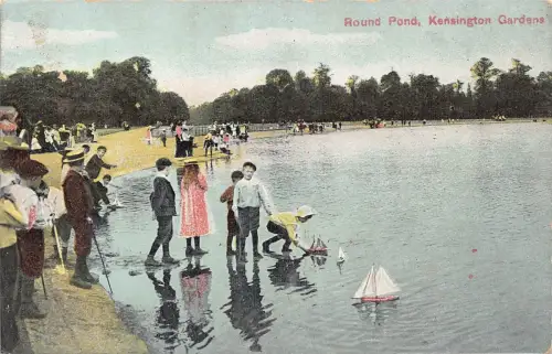 England London Kensington Garden Round Pound Kinder Postkarte C320