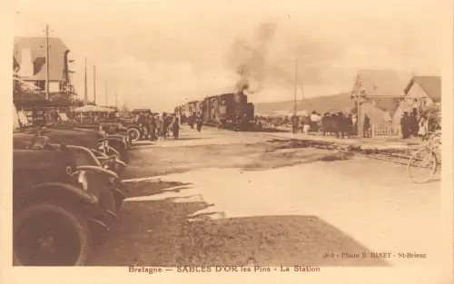 Frankreich Bretagne Sables D'Or les Pins Dampfbahnhof Bahnhof Postkarte C320