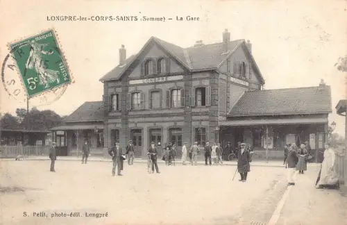 Frankreich Longpre les Corps Saints Gare Bahnhof 1913 Postkarte C321