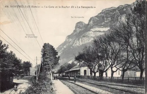 Frankreich Montmelian le Gare et Rocher dit Savoyarde Bahnhof Postkarte C321