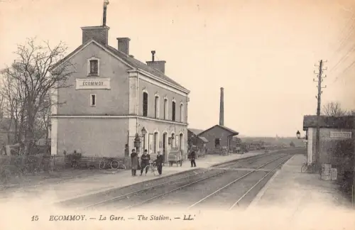 Frankreich Ecommoy Gare Bahnhof Eisenbahn Vintage Postkarte C322