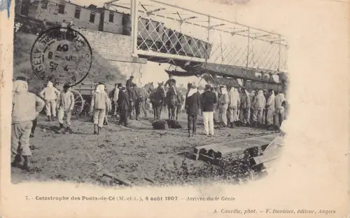 Frankreich 1906 Katastrophe des Ponts de Ce Katastrophe eingestürzte Brücke Postkarte C322