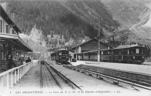 Frankreich Les Argentieres Gare du PLM Gletscher Bahnhof Postkarte C322