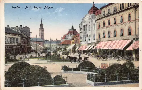 B260 Rumänien Oradea Nagyvarad Piata Regina Maria Sipos Ladenkutsche Postkarte