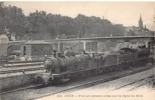 Frankreich Agen Port en ciment arme sur la ligne midi Zug Eisenbahn Postkarte C322