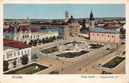 B260 Rumänien Oradea Nagyvarad 1930 Piata Unirii Egyesulesi ter Postkarte