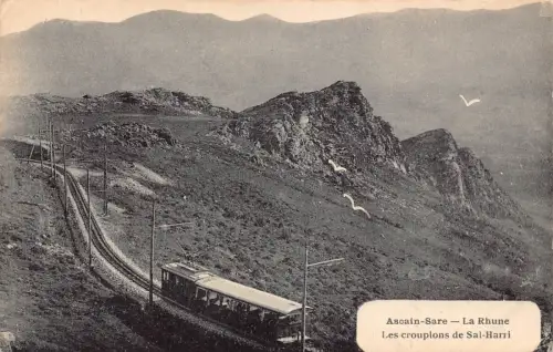 Frankreich Ascain Sare La Rhune Croupions de Sal Harri Zug Eisenbahn Postkarte C322