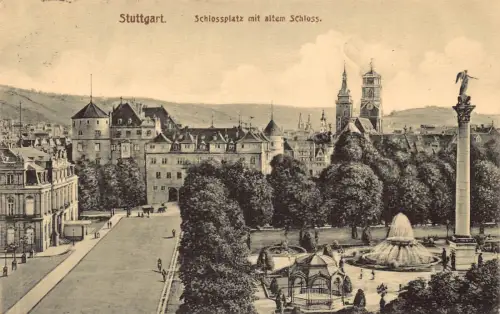 B261 Deutschland Stuttgart Schlossplatz mit Altem Schloss Altes Schloss 1910 Postkarte