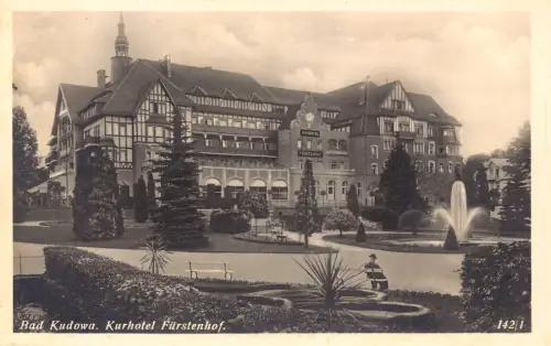 B261 Polen Kudowa-Zdroj Bad Kudowa Kurhotel Fürstenhof Hotel RPPC Postkarte
