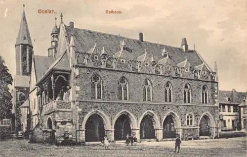 B262 Deutschland 1913 Goslar Rathaus Rathaus Vintage Postkarte