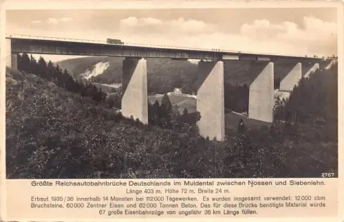 B263 Deutschland Groesste Reichsautobahnbrücke Autobahn Muldental RPPC Postkarte