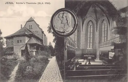 B263 Deutschland Jena Schillers Traukirche Kirche Vintage Postkarte