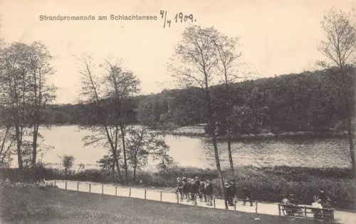 B264 Deutschland 1909 Strandpromenade am Schlachtensee Vintage Postkarte