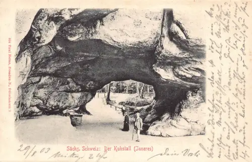 B262 Deutschland 1903 Saechs Schweiz Der Kuhstall Inneres Vintage Postkarte