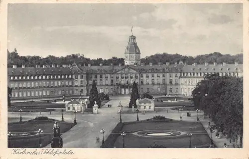 B264 Deutschland 1930 Karlsruher Schlossplaty Schloss Vintage Postkarte