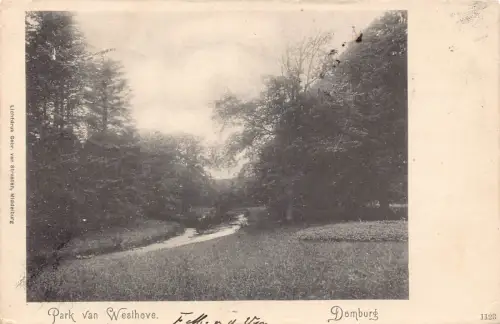 Niederlande 1902 Park van Westhove Fluss Domburg Vintage Postkarte
