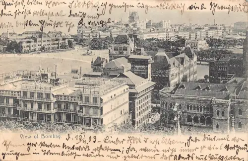 L036 Indien 1909 Ansicht von Bombay Vintage Postkarte