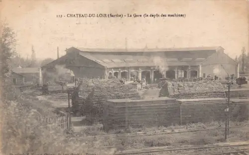 Frankreich Chateau du Loir Gare Depot des Machines Bahnhof Postkarte C322