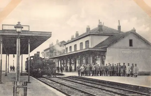 Frankreich Amagne Lucquy Dampfbahnhof Bahnhof Gare Vintage Postkarte C323