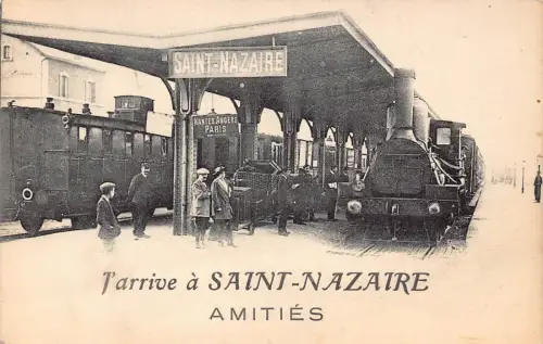 Frankreich J'arrive a Saint Nazaire Amities Bahnhof Postkarte C323