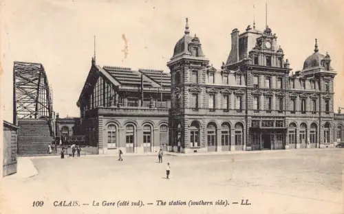 Frankreich Calais Gare Bahnhof Vintage Postkarte C323