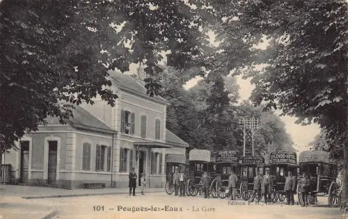 Frankreich Pougues les Eaux La Gare Bahnhof Hotel 1918 1. Weltkrieg Feldpostkarte C324