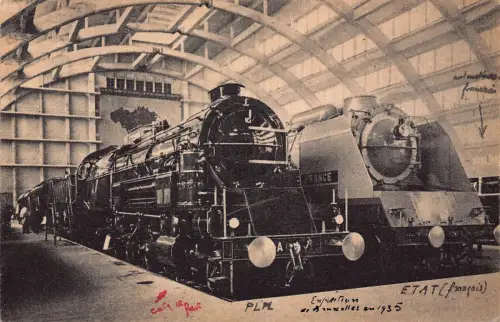 Belgien Französische Lokomotiven auf Brüssel Brüssel Brüssel Ausstellung 1935 Postkarte C325