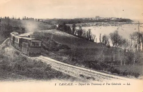 Frankreich Cancale Depart du Tramway et Vue generale Straßenbahn Vintage Postkarte C325