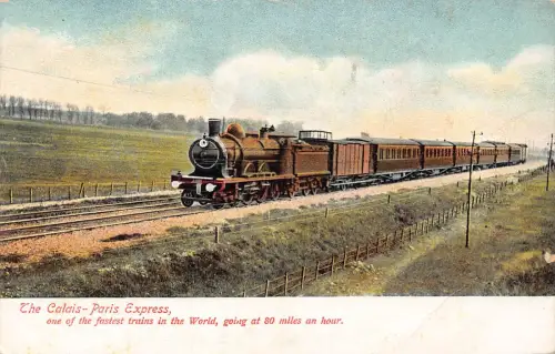 Frankreich Calais Paris Express Dampflok Eisenbahn Postkarte C325