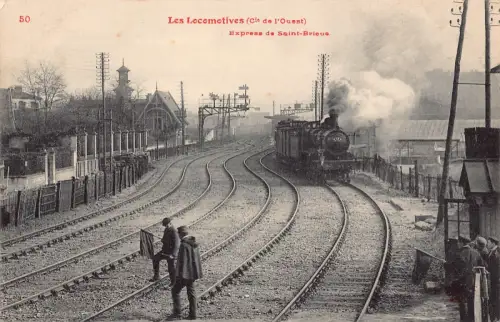 Frankreich Les Lokomotiven Express Saint Brieve Arbeiter Dampflok Postkarte C325