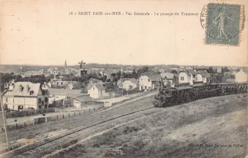 Frankreich Saint Pair sur Mer Passage du Tramway Zug Eisenbahn Postkarte C325