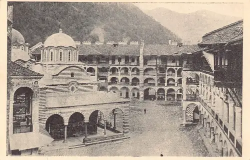 L104 Bulgarien Rila Kloster Innenansicht Vintage Postkarte