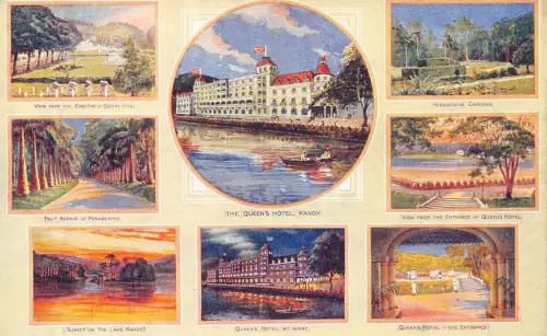 L380 Ceylon Sri Lanka Kandy Queen's Hotel Peradeniya Gardens Lake Postkarte