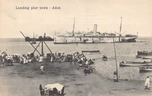 L380 Jemen Aden Landing Pier Town Boote Dampfschiffe Vintage Postkarten