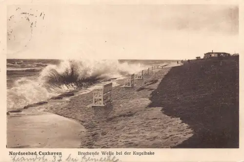 L107 Deutschland 1930 Nordseebad Cuxhaven Hohe Wellen Postkarte