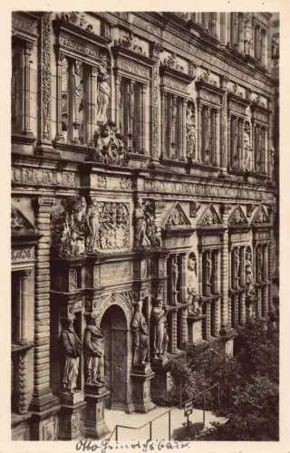 Deutschland Heidelberg Schloss Schloss Fassade und Eingang Vintage Postkarte