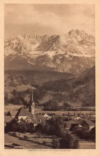 Deutschland 1926 Partenkirchen mit Dreitorspitze Vintage Postkarte