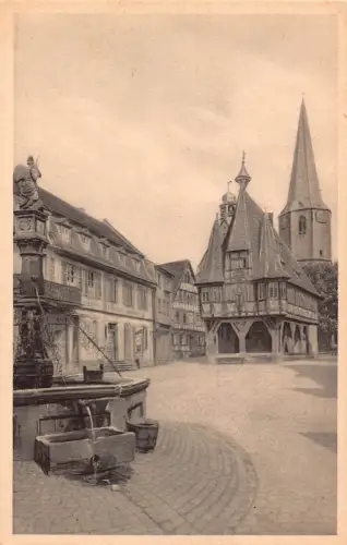 Deutschland Michelstadt i O Marktplatz und Rathaus Vintage Postkarte