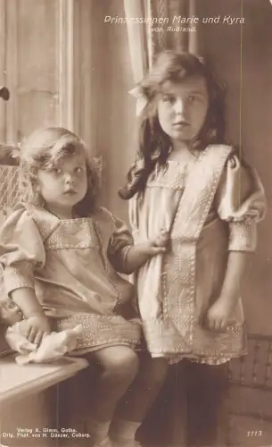Royalty Russland Russia Princess Prinzessinen Marie and Kyra RPPC Postcard C332