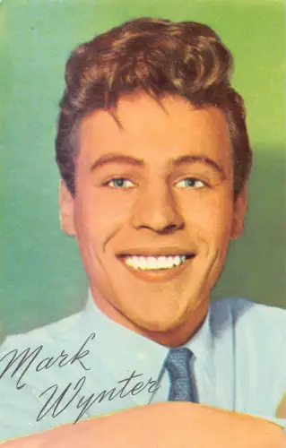 Britischer Sänger und Schauspieler Mark Wynter Portrait gedruckte Autogramm Postkarte C448