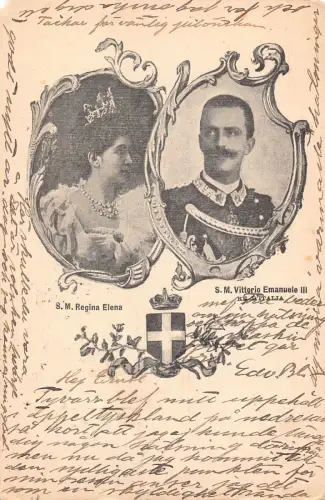 Italien König Viktor Emanuel III Königin Elena Vintage Postkarte