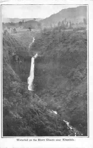 L376 Indien Wasserfall am Bhore Ghauts bei Khandala Vintage Postkarte