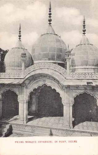 L376 Indien Perlenmoschee Innenraum in Fort Delhi Vintage Postkarte