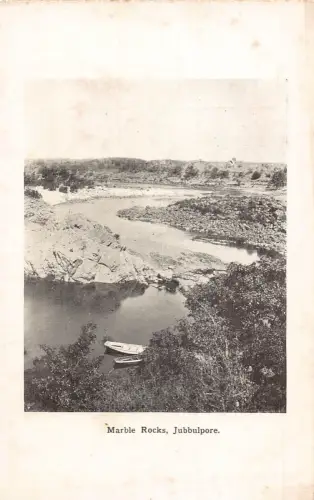 L377 Indien Marmorfelsen Jubbulpore Boote Fluss Vintage Postkarte