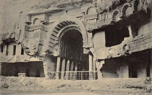 L377 Indien Bhaje Höhle Nr. 12 Eingang Vintage Postkarte