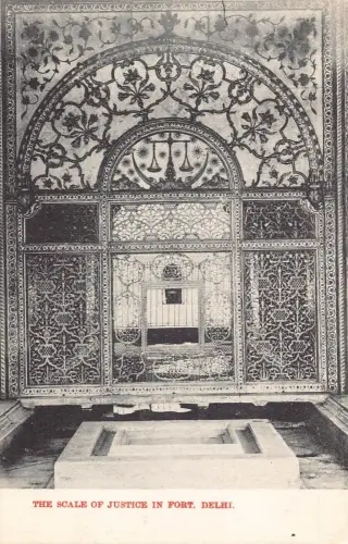 L377 Indien Die Waage der Gerechtigkeit im Fort Innenraum Delhi Vintage Postkarte