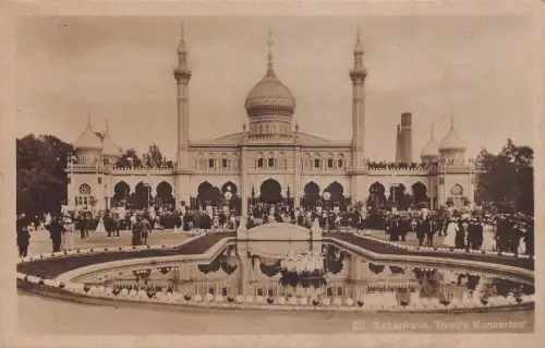 A148 Dänemark Kopenhagen Tivoli Koncertsaal Brunnen Vintage Postkarte