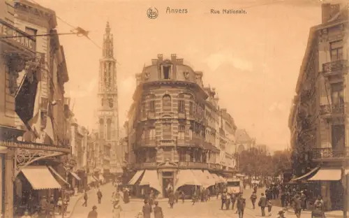 L258 Belgien Anvers - Rue Nationale. street view vintage postkarte